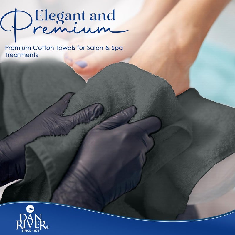DAN RIVER 100% Cotton Salon Towels Set â€“ 16x26 inches, Pack of 24, Highly Absorbent and Quick-Dry Towels for Hand, Salon, Spa, Beauty, Gyms and Home Hair Care, Grey - Image 3